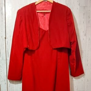 Elegant Red Dress with Matching Jacket